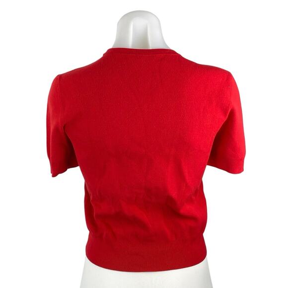 Michael Kors Women's Red Short Sleeve Round Neck Knit Crop Tee T-shirt Top Sz M - Picture 3 of 5